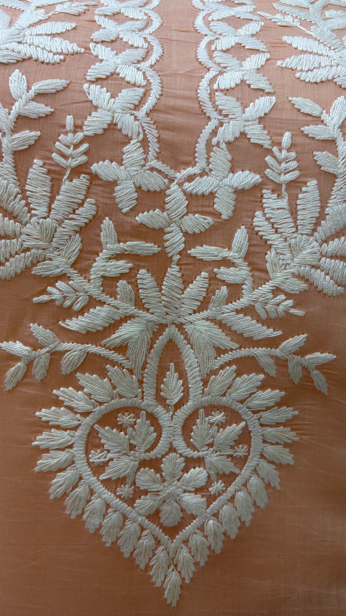 Orange Organza Chikankari kurti set