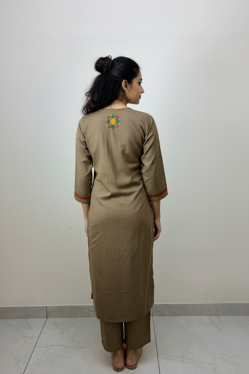 Handloom cotton kurti with Straight pants