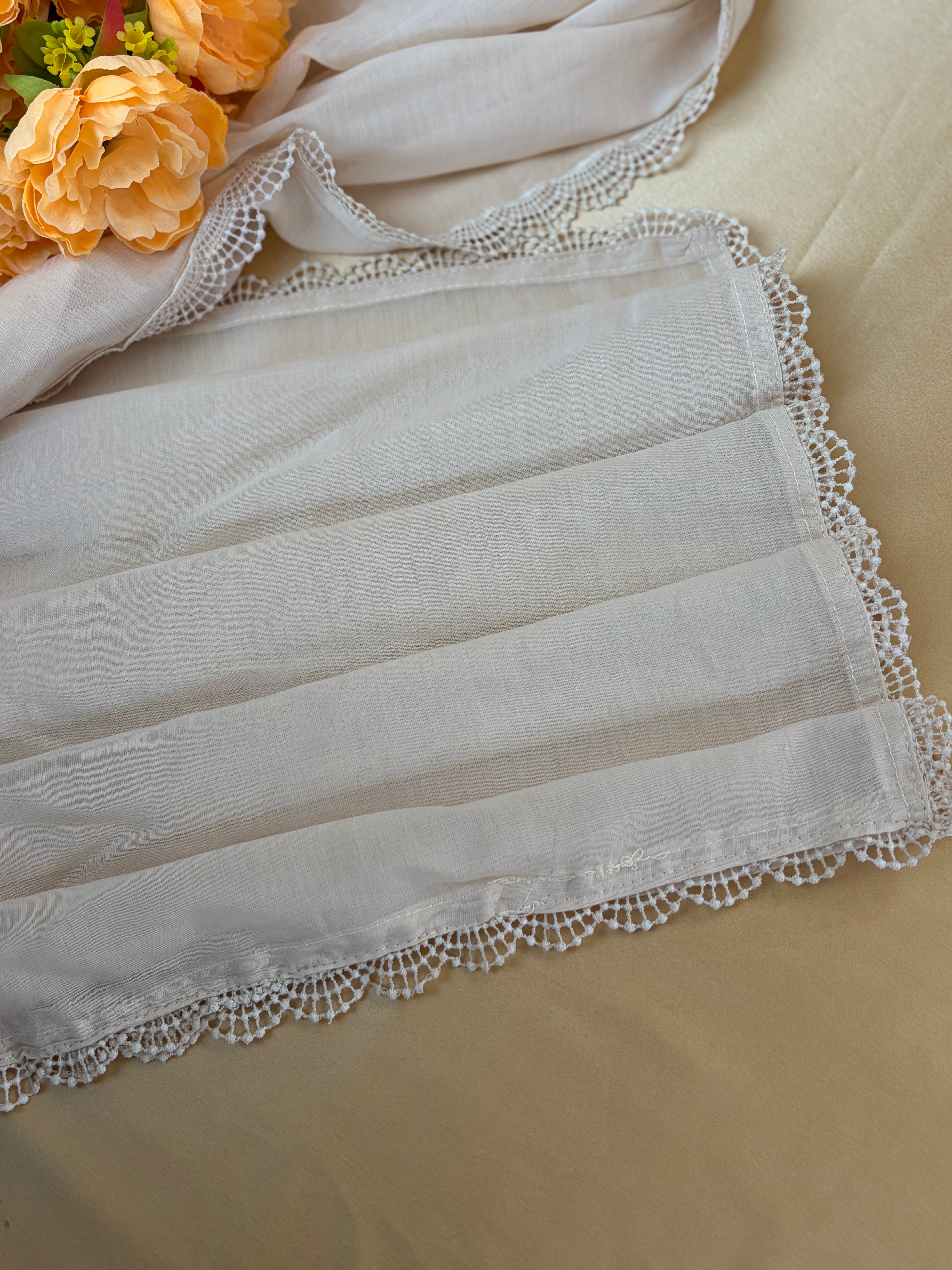 Beige Mul Chanderi silk Hand Embroidery with dupatta