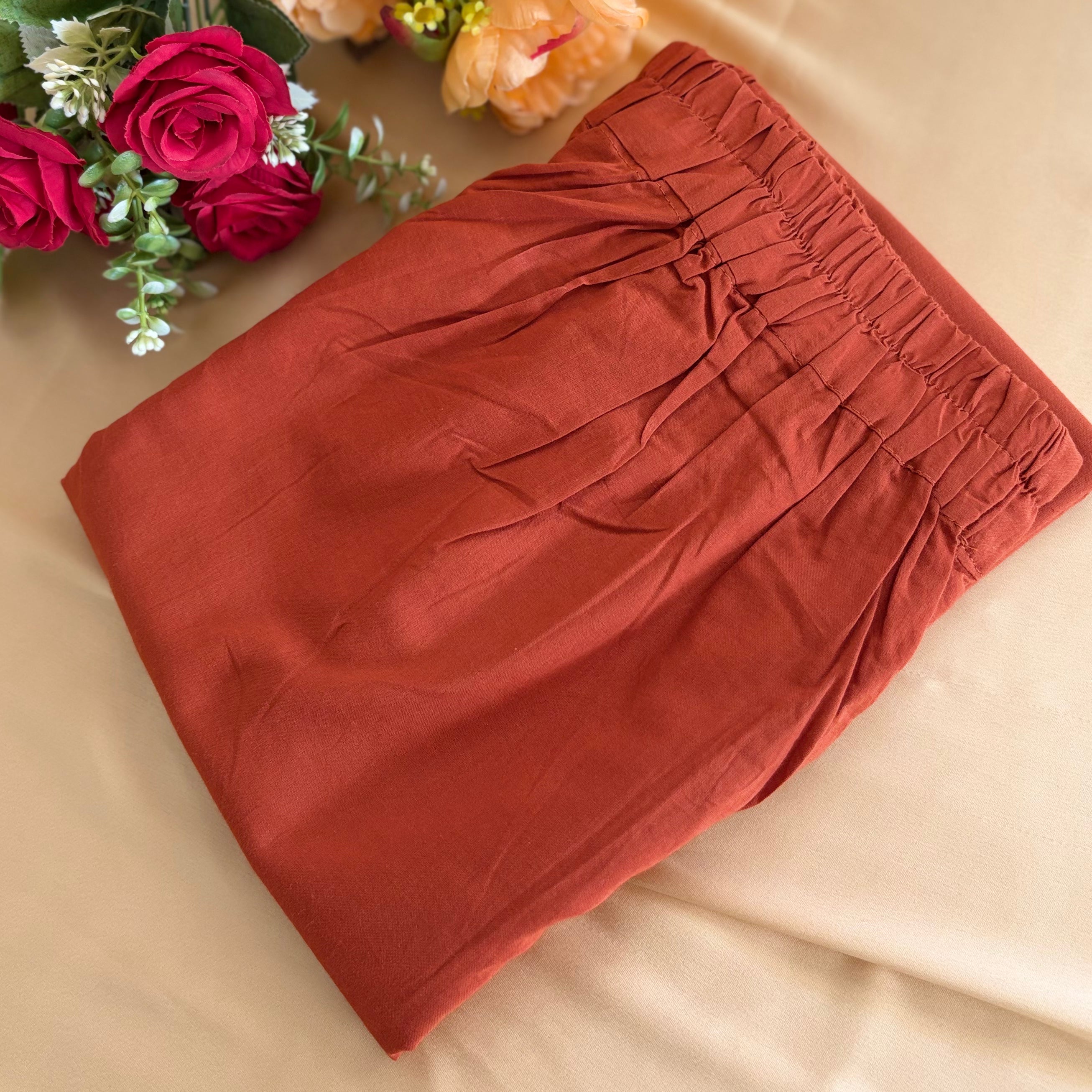 Rustic Orange Elephant cutwork kurti with dupatta