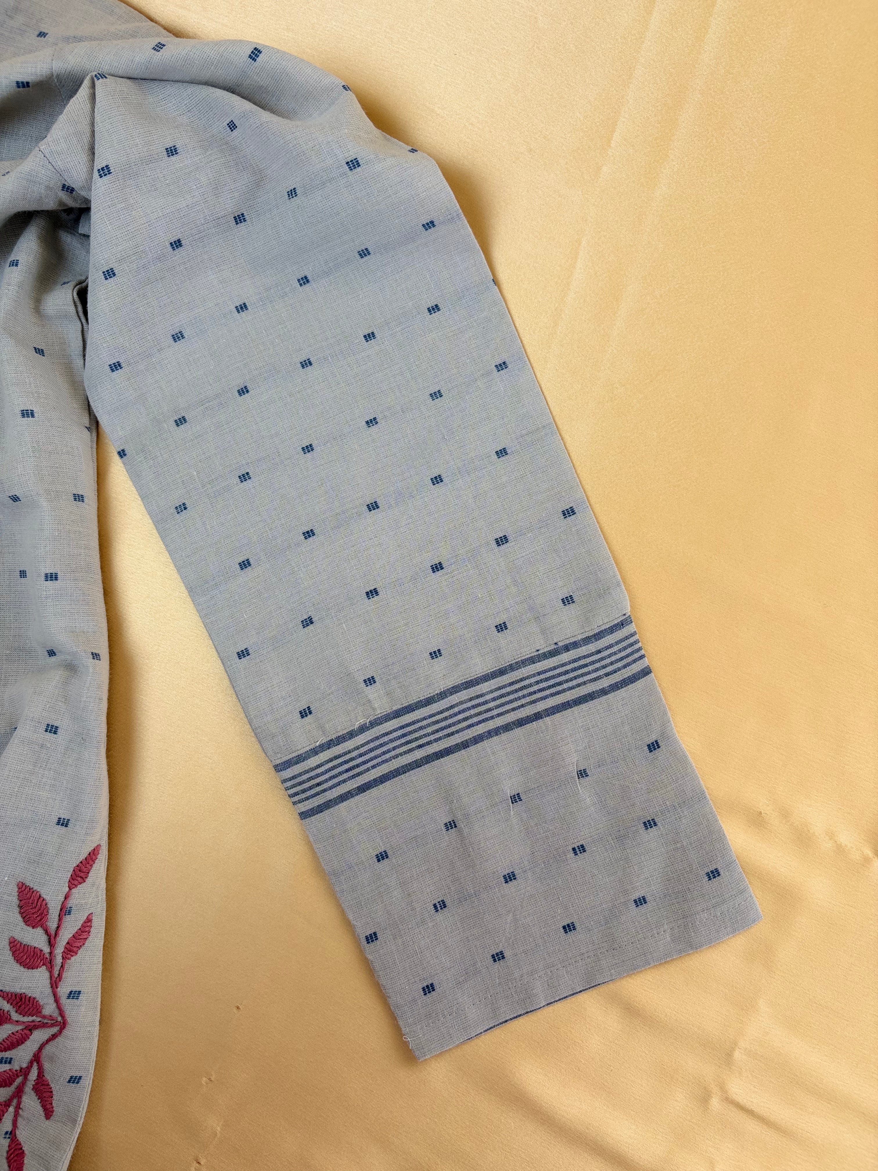 Grey Jamdani Handwork Elephant Cutwork