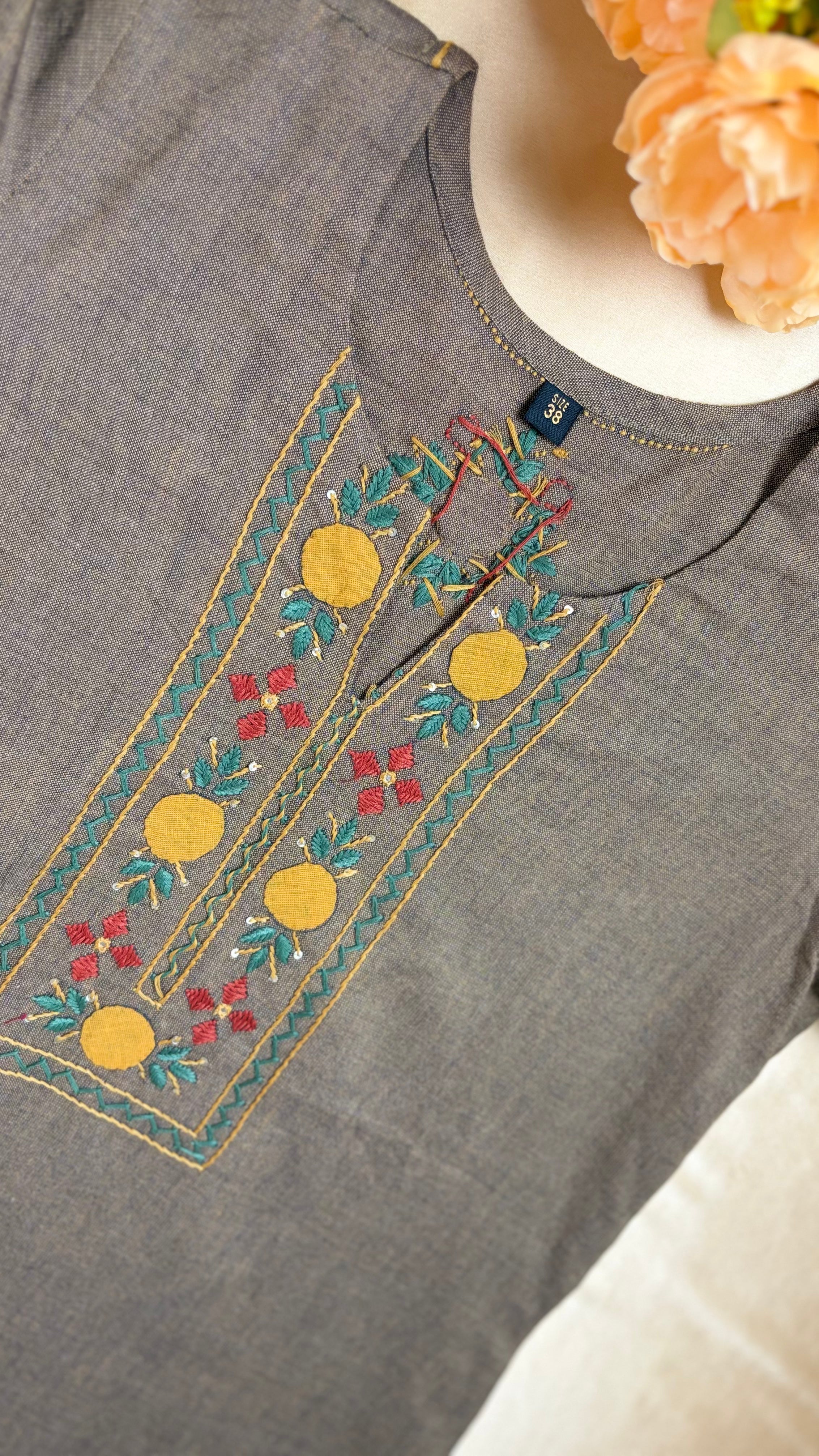 Handloom cotton kurti with Straight pants