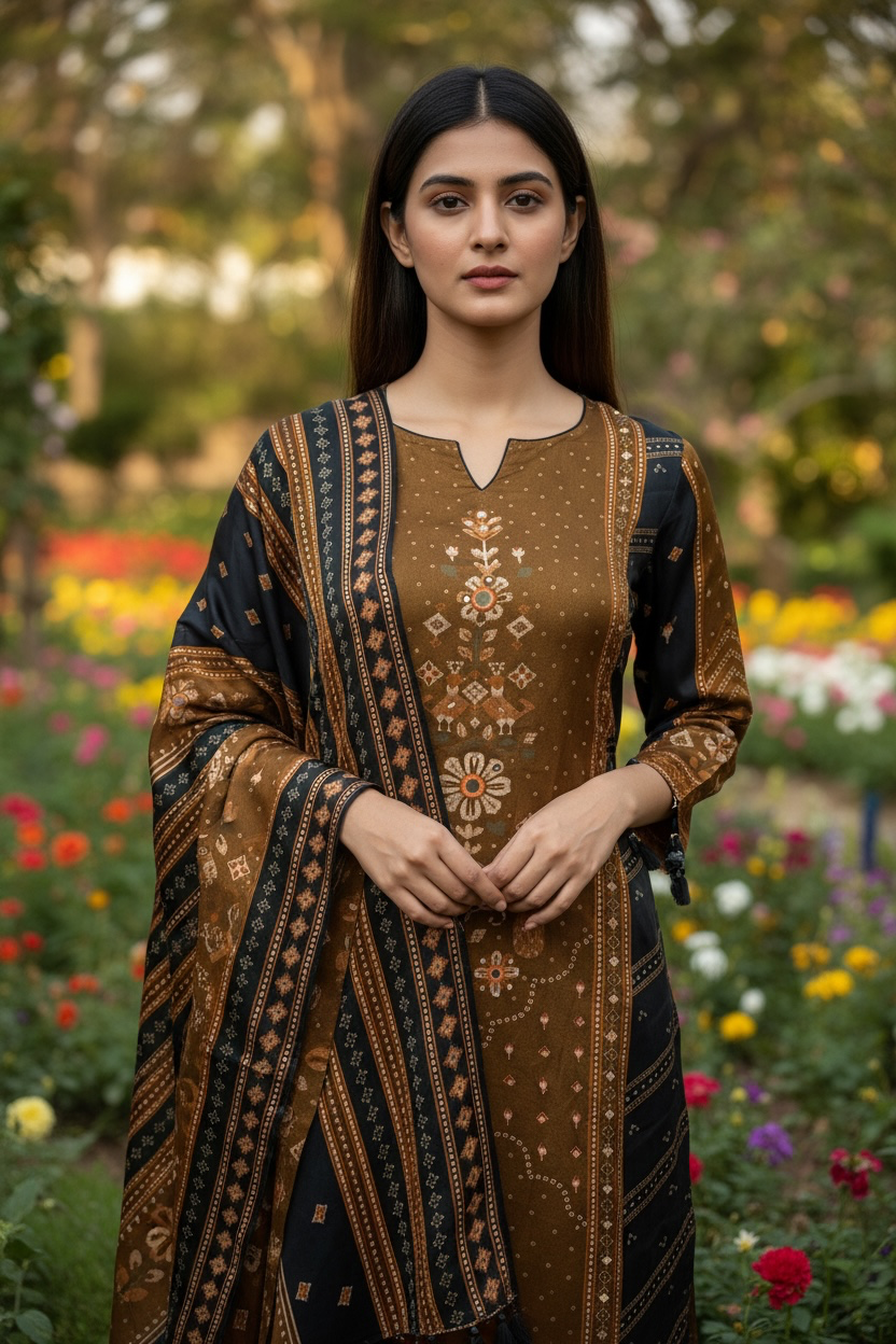 Black crepe silk kurti set with tassels